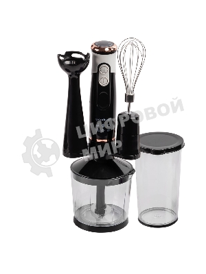 Блендер погружной Endever Sigma-83, черный/белый, мощность 1000 Вт, нож из нержавеющей стали, комплект аксессуаров,