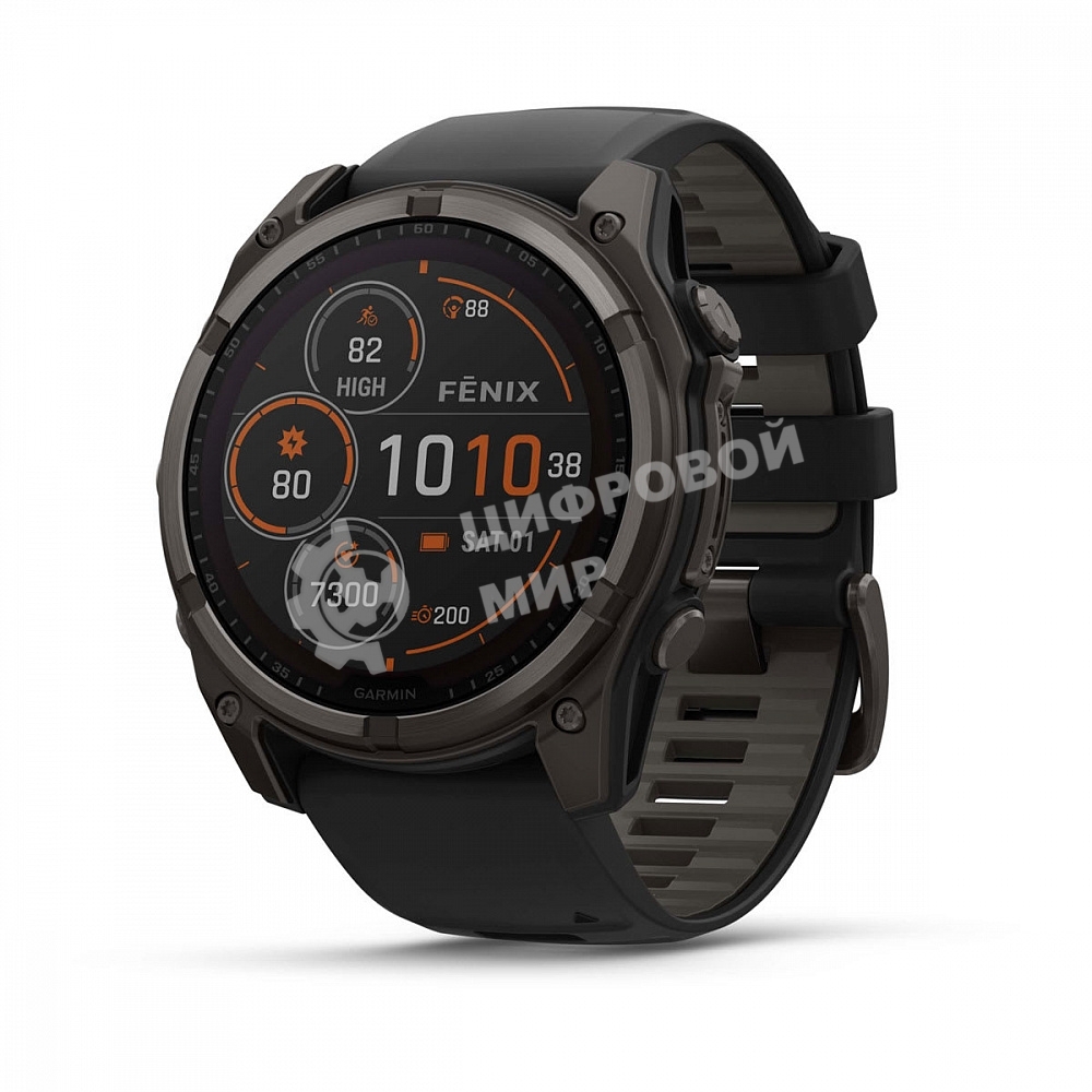 Смарт-часы Garmin Fenix 8 Solar Sapphire титановый угольно-серый DLC, черный 51мм