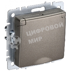 Розетка 1-местная BRITE IEK РСбш10-3-БрШ (BR-R16-16-K37) с заземлением, с защитными шторками и крышкой, 16А, IP20, шампань