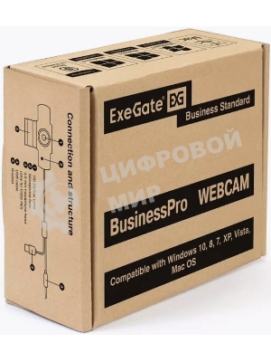 Веб-камера ExeGate BusinessPro C922 FullHD 1920x1080, 30 кадр/с, USB Type-A, микрофон (шумоподавление), универсальное крепление, штатив в комплекте