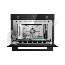 Встраиваемая микроволновая печь Kuppersberg HMW 611 BB, High-Tech, 34 л, поворотное/сенсорное управление, мощность 900 Вт, 5 уровней мощности, 10 автоматических программ, размораживание, гриль, конвекция, поворотный стол, черный
