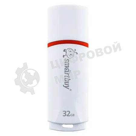 Флешка USB SmartBuy Crown white (SB32GbCRW-W), 32Gb, USB 2.0, R/W 15/5, белый/красный