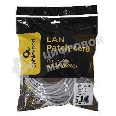 Патч-корд UTP Cablexpert PP6U-15M cat.6, 15м, литой, многожильный, серый