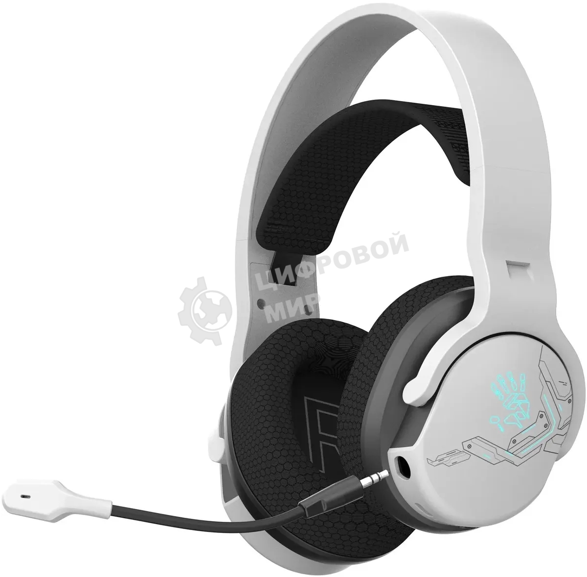 Гарнитура Bloody GR370 белый, беспроводная + проводная, Bluetooth, до 45 ч, подсветка