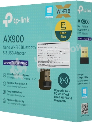 Двухдиапазонный беспроводной нано-USB-адаптер с поддержкой Bluetooth TP-Link Archer TX10UB Nano