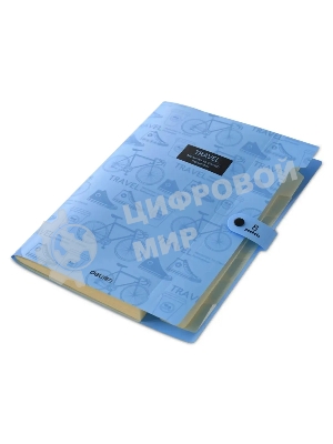 Папка-портфель Deli 5737 на кнопке 8 отделений, A4, пластик, ассорти