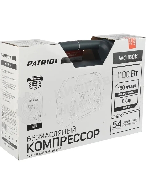 Компрессор поршневой Patriot WO 180K безмасляный 180л/мин 1100Вт синий/черный