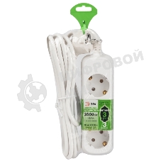 Удлинитель электрический ЭРА UDL-16-330-E Greenline 3 розетки с заземлением 3м ПВС 3x1мм2