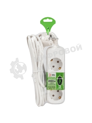 Удлинитель электрический ЭРА UDL-16-330-E Greenline 3 розетки с заземлением 3м ПВС 3x1мм2