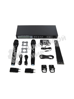 Микрофонная система Intrend ITWMIC-JS-HH цифровая, беспроводная, двухканальная. 2 ручных микрофона, диапазон UHF, LCD дисплей