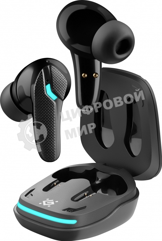 Наушники TWS Defender CyberDots 285 черный, внутриканальные, Bluetooth, светодиодная подсветка, до 4 ч