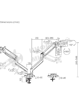Кронштейн для мониторов Ultramounts UM731 черный 17