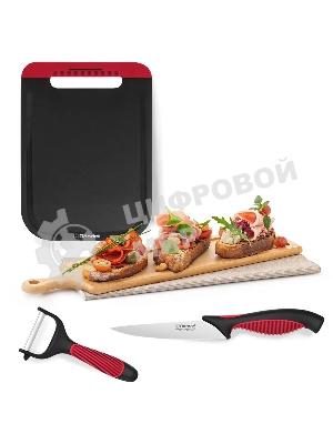 Набор ножей кухонных Rondell RD-1892 компл.:3 предм. разд. дос. черный/бордовый блистер