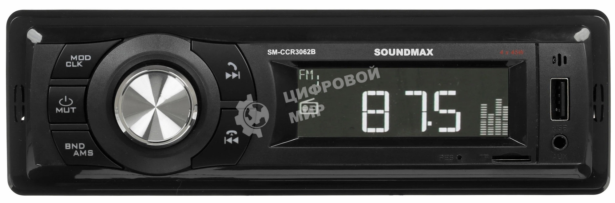 Автомагнитола Soundmax SM-CCR3062B, 1 DIN, Bluetooth, USB Type-A, AUX