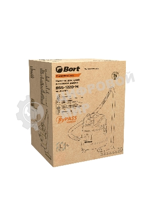 Строительный пылесос Bort BSS-1220-M (93417814) синий, 270/1200 Вт, уборка сухая/влажная, пылесборник мешок/контейнер, 20 л