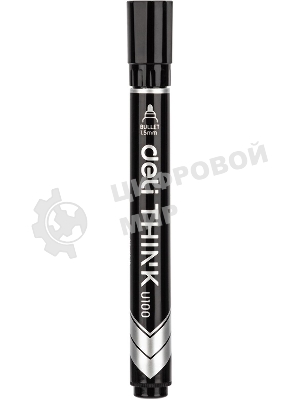 Маркер перманентный Deli Think EU10020, круглый пишущий наконечник, 2мм, черный