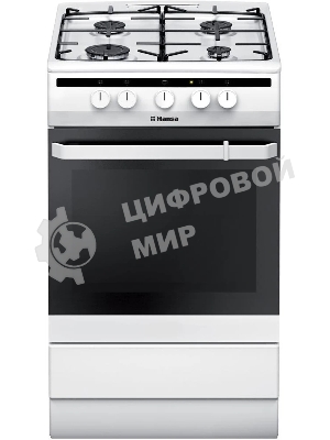 Плита газовая Hansa FCGW51001 белый, конфорок 4 шт, духовка 56 л, 50 см x 85 см x 60 см