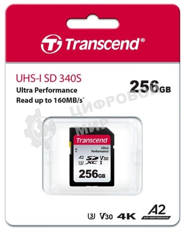 Флеш карта SDXC Transcend 340S, 256 Гб, UHS-I Class U3 V30 A2 (TS256GSDC340S)