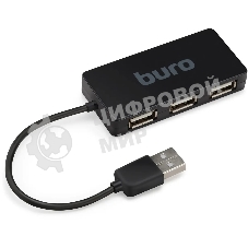 Разветвитель USB 2.0 Buro BU-HUB4-U2.0-Slim 4порт. черный