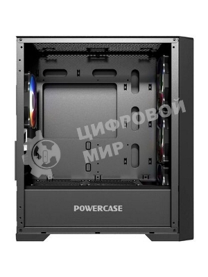 Компьютерный корпус Powercase ByteFlow Micro Black, Tempered Glass, 4х 120мм ARGb fans, ARGb HUB, черный, mATX (CAMBFB-A4)