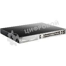 Коммутатор D-Link DGS-3130-30PS/B2A Управляемый L3 стекируемый коммутатор с 24 портами 10/100/1000Base-T, 2 портами 10Gbase-T и 4 портами 10Gbase-X SFP+ (24 порта PoE 802.3af/at, PoE-бюджет 370 Вт; 740 Вт с DPS-700)