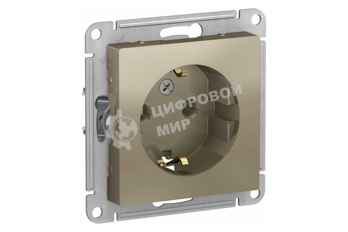 Механизм розетки 1-м СП AtlasDesign с заземл. 16А шампань SchE ATN000543