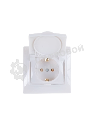 Розетка 1-м СП Кварта 16А РСб10-3-КБ с защ. крышкой с заземл. IP20 белый IEK ERK15-K01-16-DM