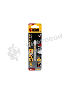 Сверло спиральное по металлу Denzel 3 x 61мм, Р6М5, Golden Tip, многогранная заточка, 2 шт.