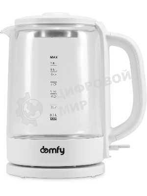 Чайник электрический Domfy DSW-EK304 1.7л. 2200Вт белый (корпус: стекло)