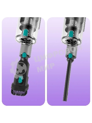 Пылесос вертикальный Kitfort КТ-5305 серый/синий, питание от аккумулятора, 225 Вт, уборка сухая, пылесборник 0.5 л