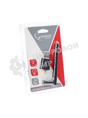 Сетевой адаптер Wi-Fi+Bluetooth Gembird WNP-UA-019, двухдиапазонный с антенной, 600Мбит, USB, 802.11b/a/g/n/a
