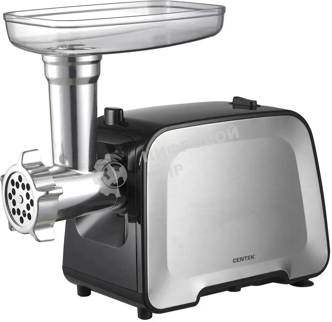 Мясорубка электрическая Centek CT-1604 Комбайн серый, 2200 Вт, 2.2 кг/мин, реверс, защита от перегрузки, насадки - 7