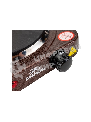 Плитка эл.(1 конф) Добрыня DO-2206 корич.(1000Вт) блин x12, 1000 ВтНапряжение 220 В, 50 Гц5 режимов нагреваДиаметр конфорки: 15 смЗащита от перегреваСветовой индикатор работыРезиновые ножки