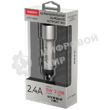 Автомобильное зарядное устройство Maxvi CCM-M242 metallic silver 2.4A 2xUSB