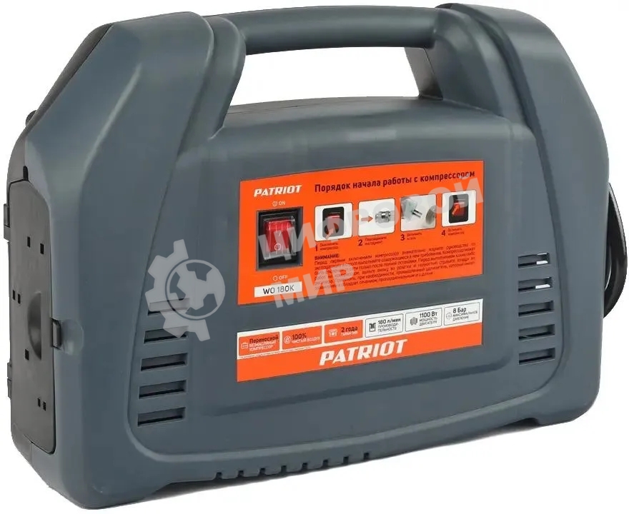 Компрессор поршневой Patriot WO 180K безмасляный 180л/мин 1100Вт синий/черный