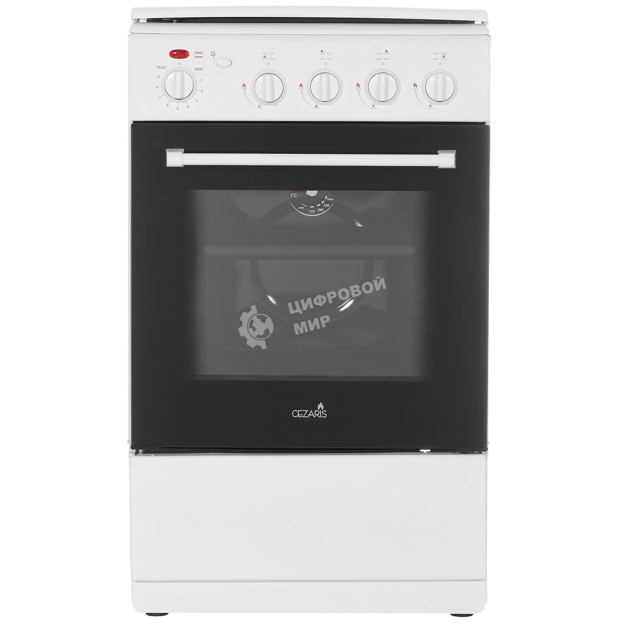 Плита комбинированная Cezaris ПГЭ 1000-03 белый, конфорок 4 шт, духовка 45 л, 51 см x 85 см x 52 см