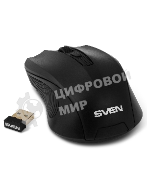Мышь беспроводная SVEN RX-400W черный, 1400 dpi, радиоканал, USB, кнопки - 4