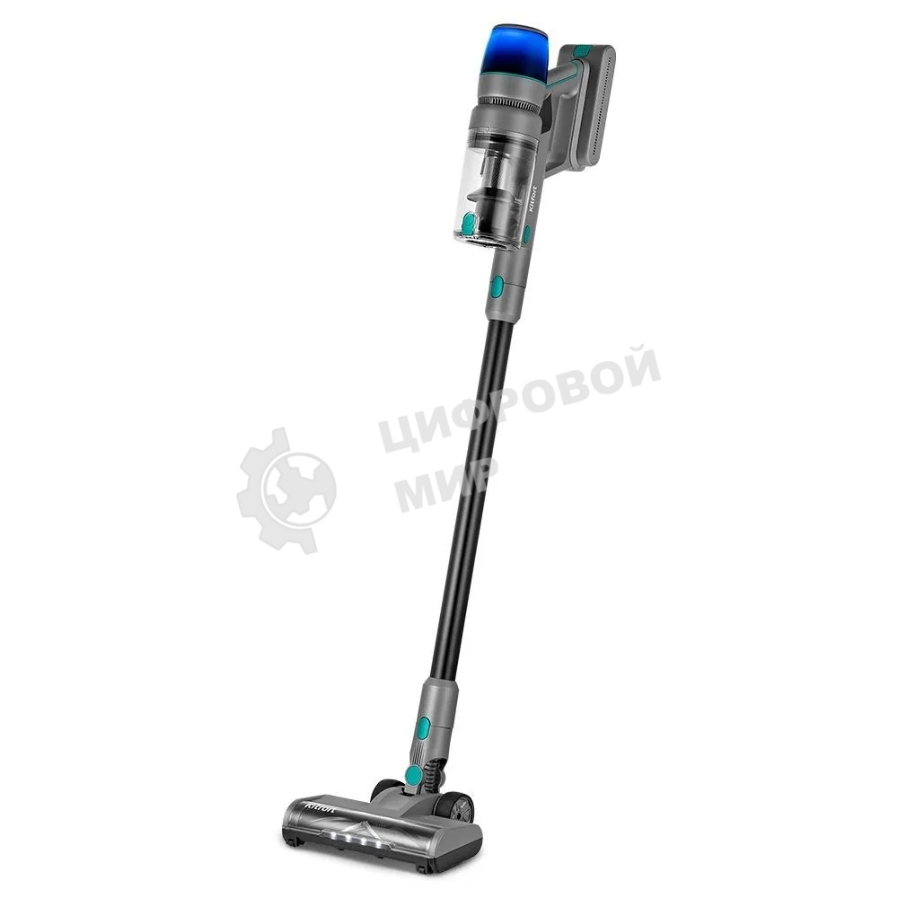 Пылесос вертикальный Kitfort КТ-5305 серый/синий, питание от аккумулятора, 225 Вт, уборка сухая, пылесборник 0.5 л