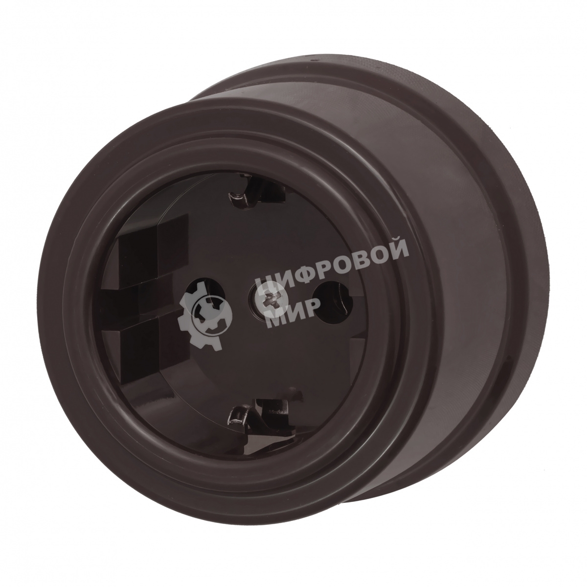 Розетка Bironi B1-101-22 1-м ОП Лизетта, 16А IP20, ретро с заземлением, ABS-пластик, коричневый