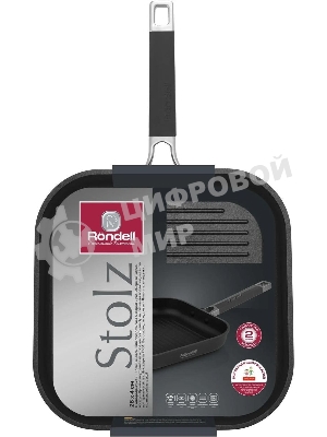 Сковорода-гриль Rondell Stolz RDA-1769, 26 см, без крышки, серый