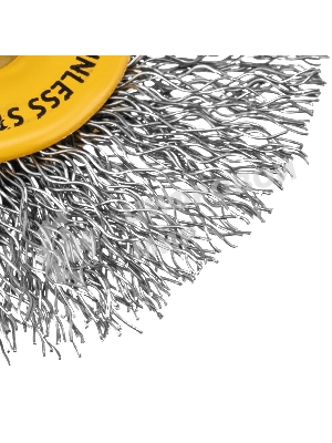 Щетка для дрели Denzel 60 мм, плоская, со шпилькой, нержавеющая витая проволока