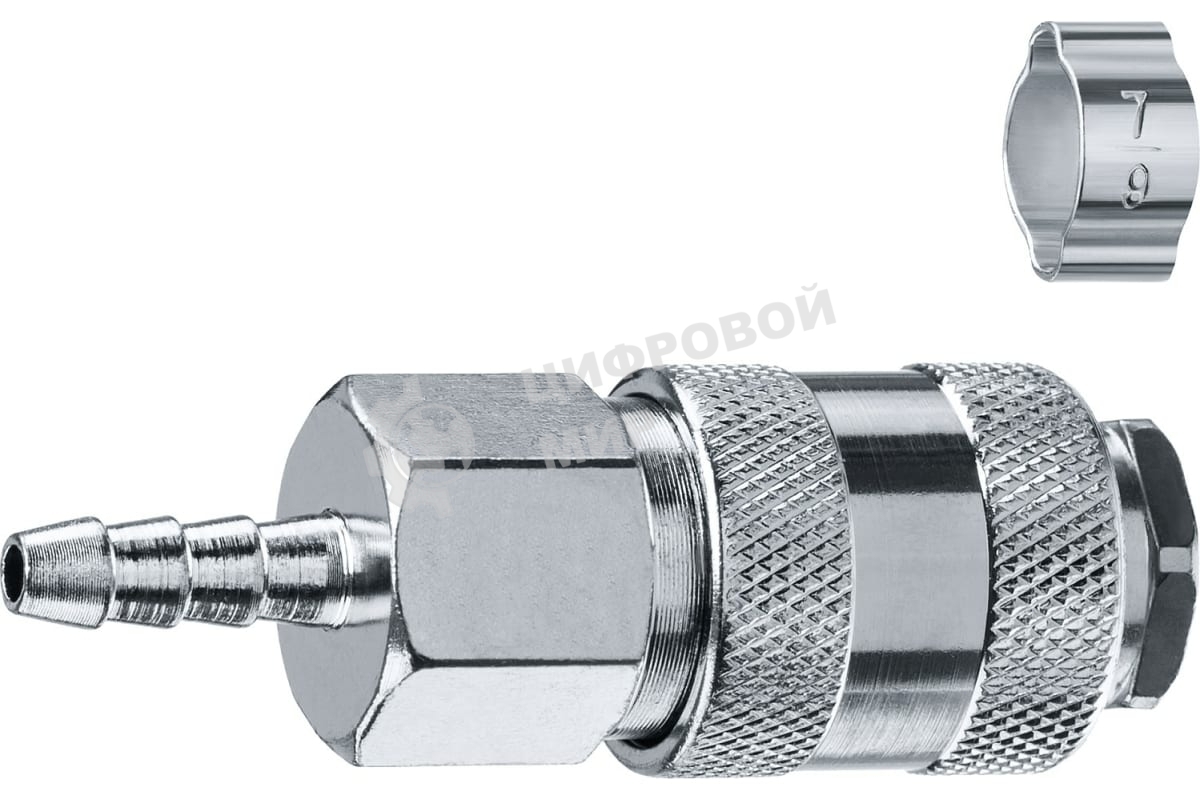 Переходник штуцер ″елочка″ 6 мм - рапид муфта, с хомутом ЗУБР Профессионал