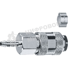Переходник штуцер ″елочка″ 6 мм - рапид муфта, с хомутом ЗУБР Профессионал