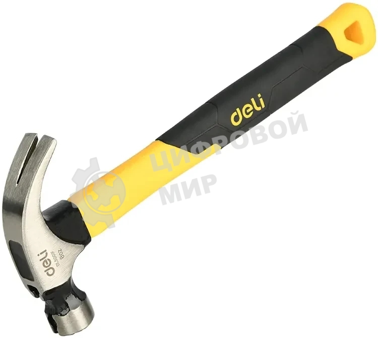 Молоток-гвоздодер Deli DL5001F 225 гр магнит, противоскользящий боек, фиберглассовая рукоять