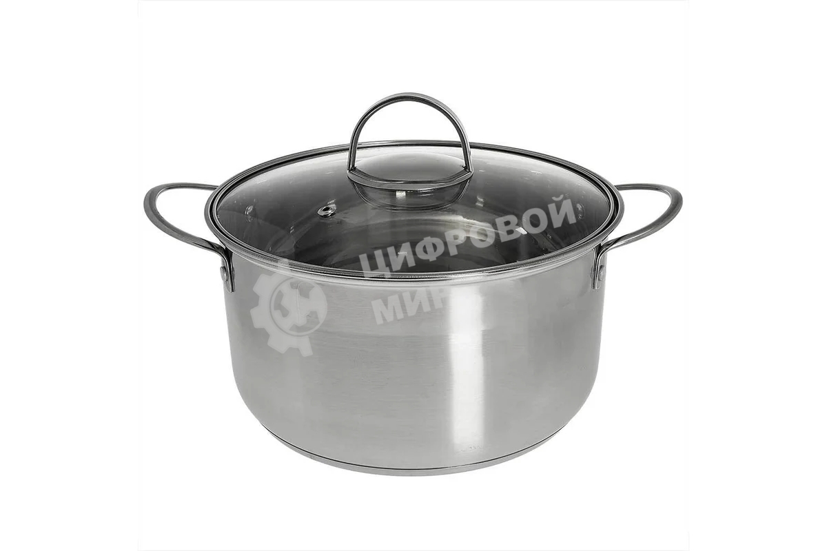 Кастрюля WEBBER BE-349/2 4,8 л, 22 см, из нержавеющей стали со стеклянной крышкой