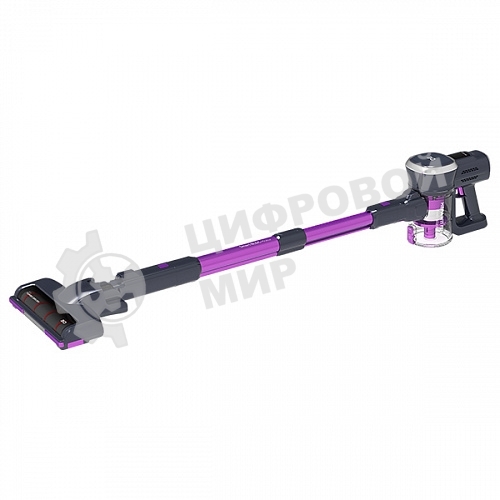 Пылесос вертикальный BQ VCA0201H фиолетовый/серый, питание от аккумулятора, 110 Вт, уборка сухая, пылесборник 0.6 л, работа от АКБ max 40 мин