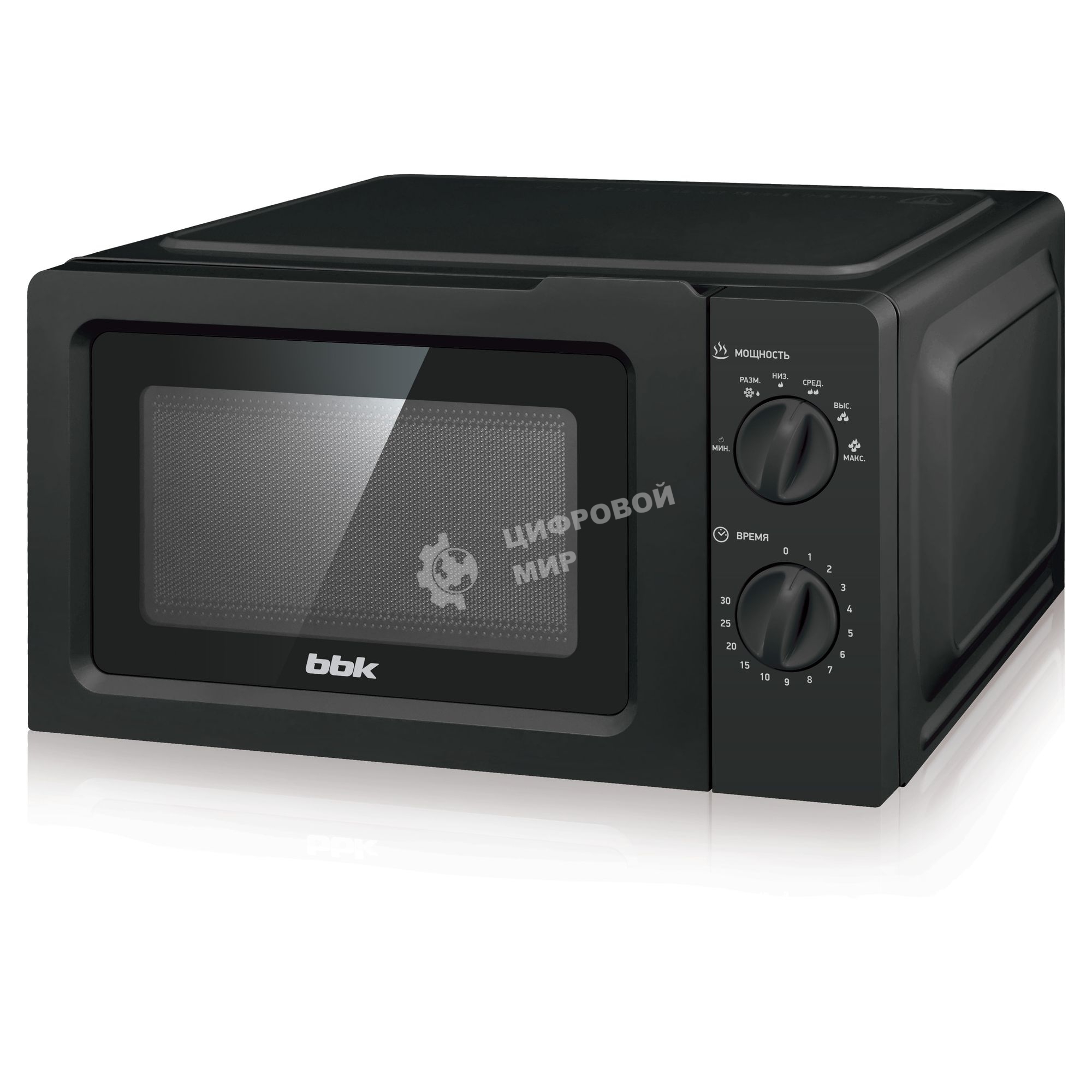 Микроволновая печь BBK 17MWS-782M/B черный, 17 л, 700 Вт, переключатели - поворотный механизм