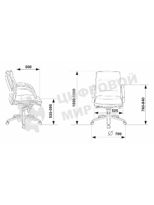Кресло Бюрократ T-9927SL-LOW/BLACK черный, кожа