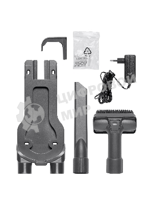 Пылесос вертикальный BBK BV3004 серый/красный, питание от аккумулятора, 60 Вт, уборка сухая, пылесборник 0.8 л