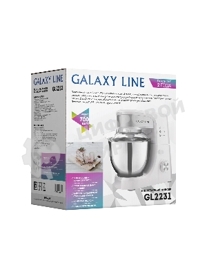 Миксер Galaxy Line GL 2231, белый, планетарный, 700 Вт, 12 скоростей